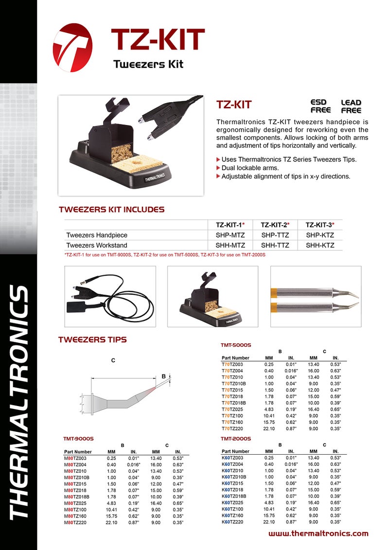 Thermaltronics TZ-KIT-3 Tweezers Kit for TMT-2000S - Image 2