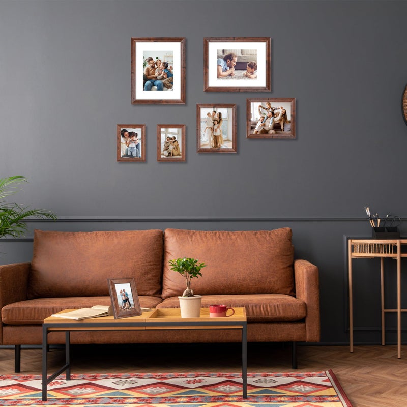 Irahmen 8x10 إطار الصورة مجموعة من 4 إطار صور ريفي ريفي مع عروض زجاجية عالية الدقة الصور 8 × 10 بدون إطارات صور خشبية حصيرة لتركيب الجدار وشاشة الطاولة - Image 2