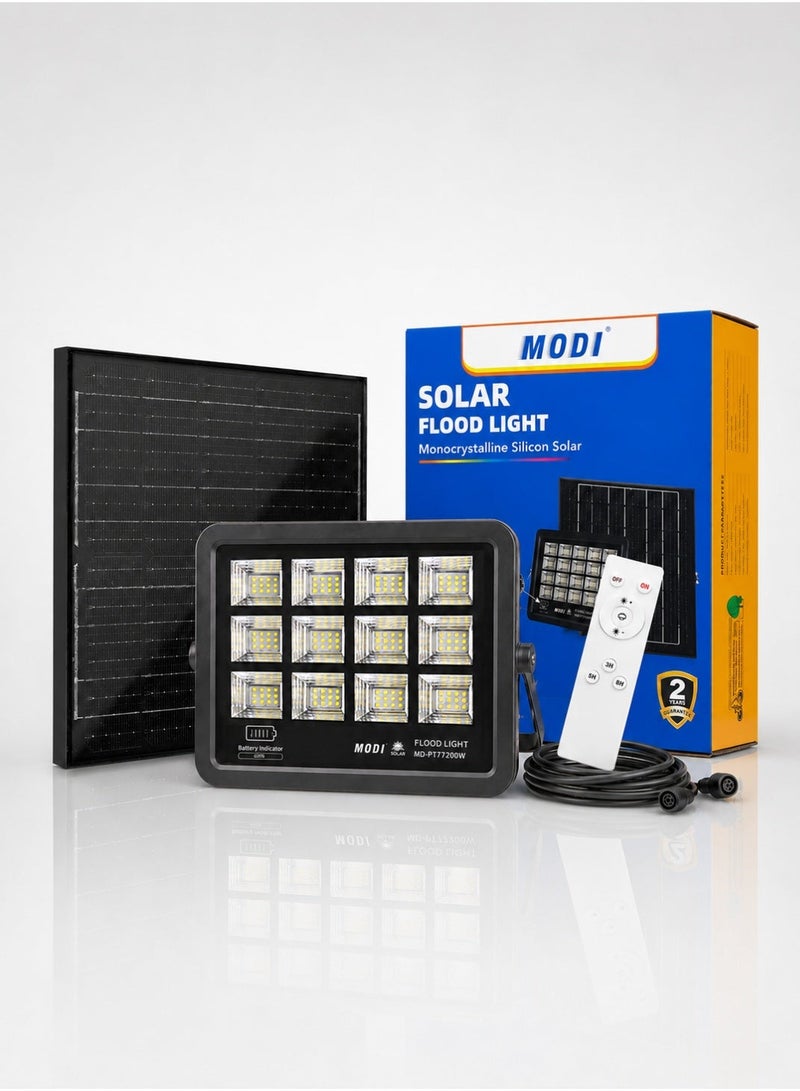 MODI 200W 6500K SMD LED Solar Wall Light, 12–18-Hour Runtime, 4–6-Hour Charging, 10ah Lifepo4 Battery, 10w Polysilicon Panel, Remote Timer And Light Sensor Control, Outdoor Security Flood Lamp - Image 2
