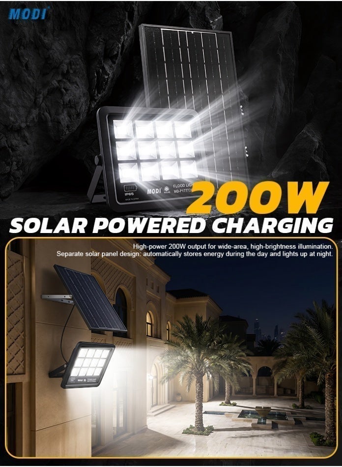 MODI 200W 6500K SMD LED Solar Wall Light, 12–18-Hour Runtime, 4–6-Hour Charging, 10ah Lifepo4 Battery, 10w Polysilicon Panel, Remote Timer And Light Sensor Control, Outdoor Security Flood Lamp - Image 4
