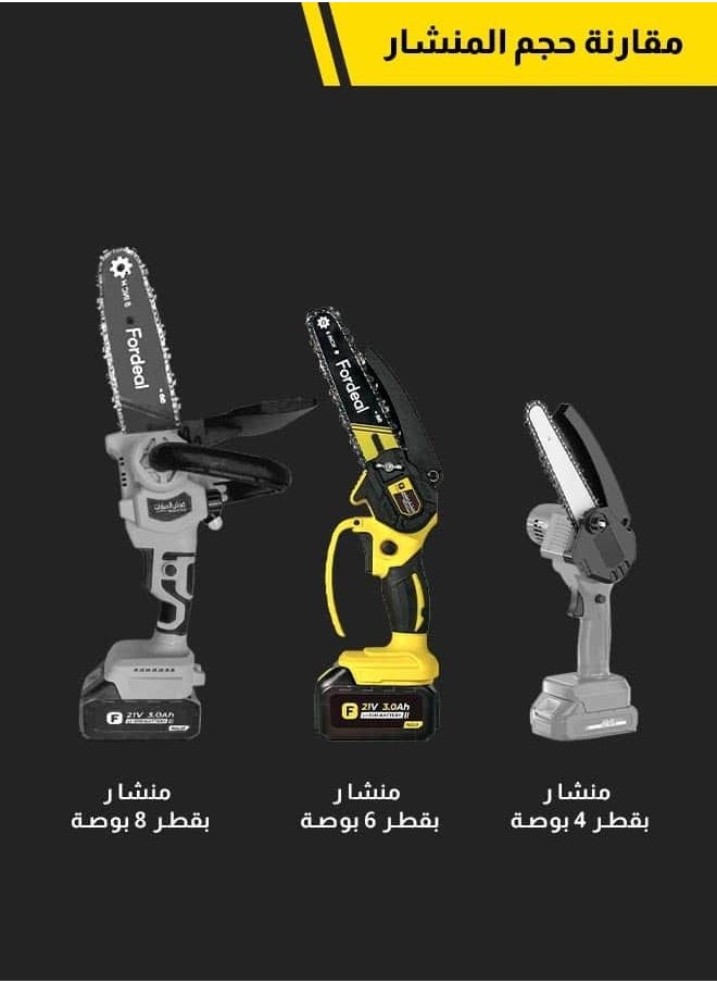 Fordeal - Fordeal 6 inch Brushless Motor Mini Chainsaw, Portable Electric Chainsaw Cordless, Handheld Chain Saw Pruning Shears Chainsaw for Tree Branches, Courtyard - Image 1