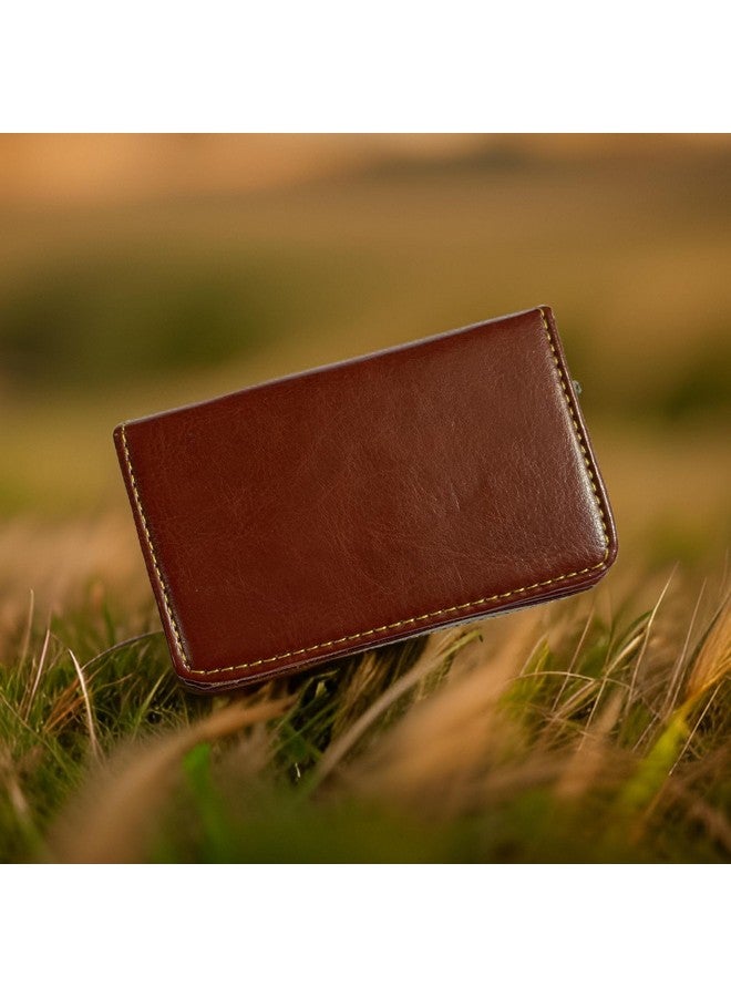 CUBIC Premim Leather Card Holder | Foldable & Compact | Brown - Image 4
