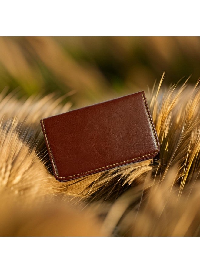 CUBIC Premim Leather Card Holder | Foldable & Compact | Brown - Image 1