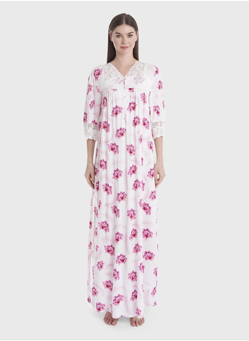 كشخة Printed Nightwear with Lace Details