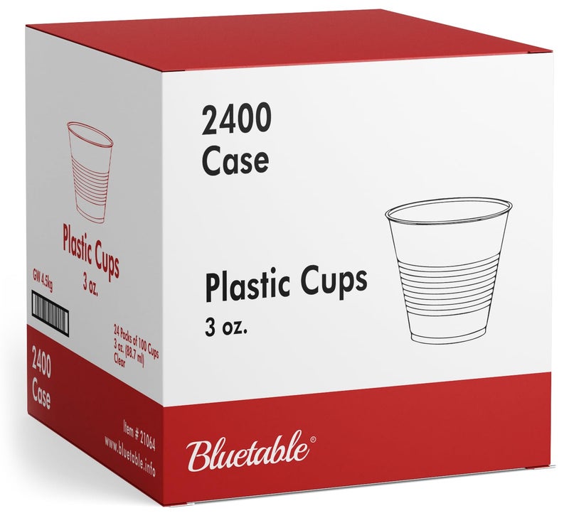 Plastic Cups 3 oz Bulk Case 2400  Disposable Clear Cup 3 ounce  Small Bathroom Cups  Daily Chef Translucent Cup Mouthwash  Medical Sample Urine Test  Water Cooler Dispenser 2400 Pack  Case