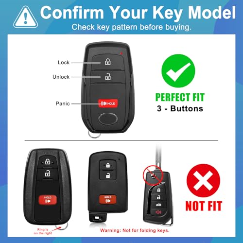 AAWQVRG Key Fob Cover for Toyota - Premium Soft TPU Shell Full Protection Case with Keychain, Fits Grand Highlander Corolla Camry Tundra Prius Sequoia Venza Tacoma 4Runner Rav4 Land Cruiser, Blue 3-Button - Image 2