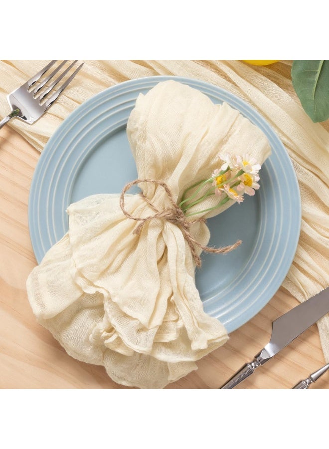 FALAHOM 6 Pack Napkins Cloth Boho Gauze Cheesecloth Napkins Bulk Set of 6 Soft Cotton Linen Dinner Napkins for Wedding Bridal Baby Shower Daily Use Events Deco - Image 1