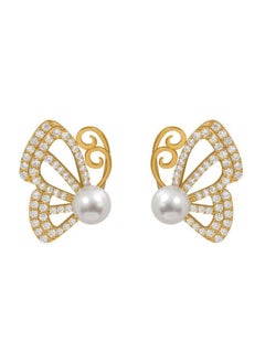 NIBEMINENT Rhinestone Studded Butterfly Design Stud Earrings  - Image 1