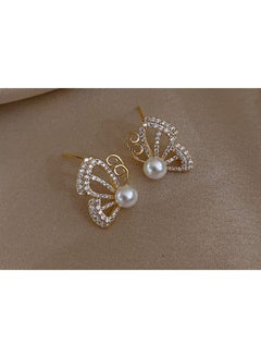 NIBEMINENT Rhinestone Studded Butterfly Design Stud Earrings  - Image 3