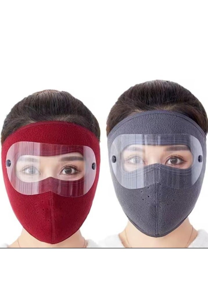 Generic - A face mask to protect against cold and dust to provide ideal protection and comfort in various weather conditions. It is characterized by its light weight and breathability, which makes it the ideal choice for daily use in cold climates or while walking in dusty places. Set of two pieces, red/grey. - Image 1