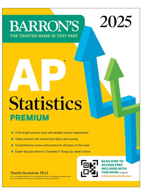 AP Statistics Premium, 2025: Prep Book with 9 Practice Tests + Comprehensive Review + Online Practice