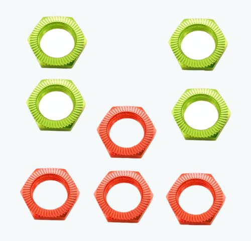 UURCSKY 8pcs Aluminum RC Wheel Nuts 17mm Thread 10mm for ARRMA HSP AXIAL FS HIMOTO Redcat Upgraded HopUp Parts GreenRed - Image 5