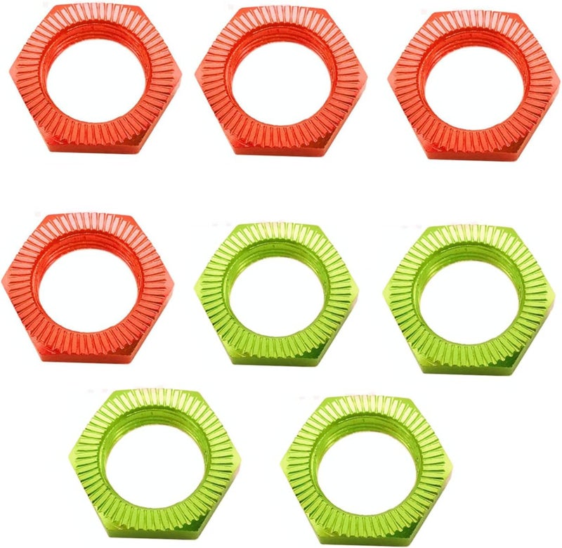 UURCSKY 8pcs Aluminum RC Wheel Nuts 17mm Thread 10mm for ARRMA HSP AXIAL FS HIMOTO Redcat Upgraded HopUp Parts GreenRed - Image 4