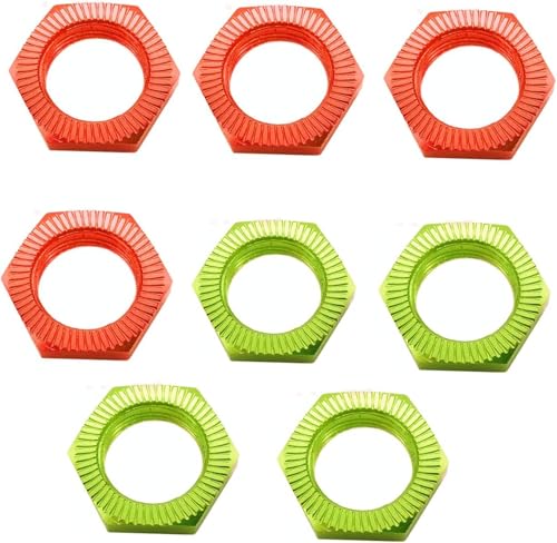 UURCSKY 8pcs Aluminum RC Wheel Nuts 17mm Thread 10mm for ARRMA HSP AXIAL FS HIMOTO Redcat Upgraded HopUp Parts GreenRed - Image 1
