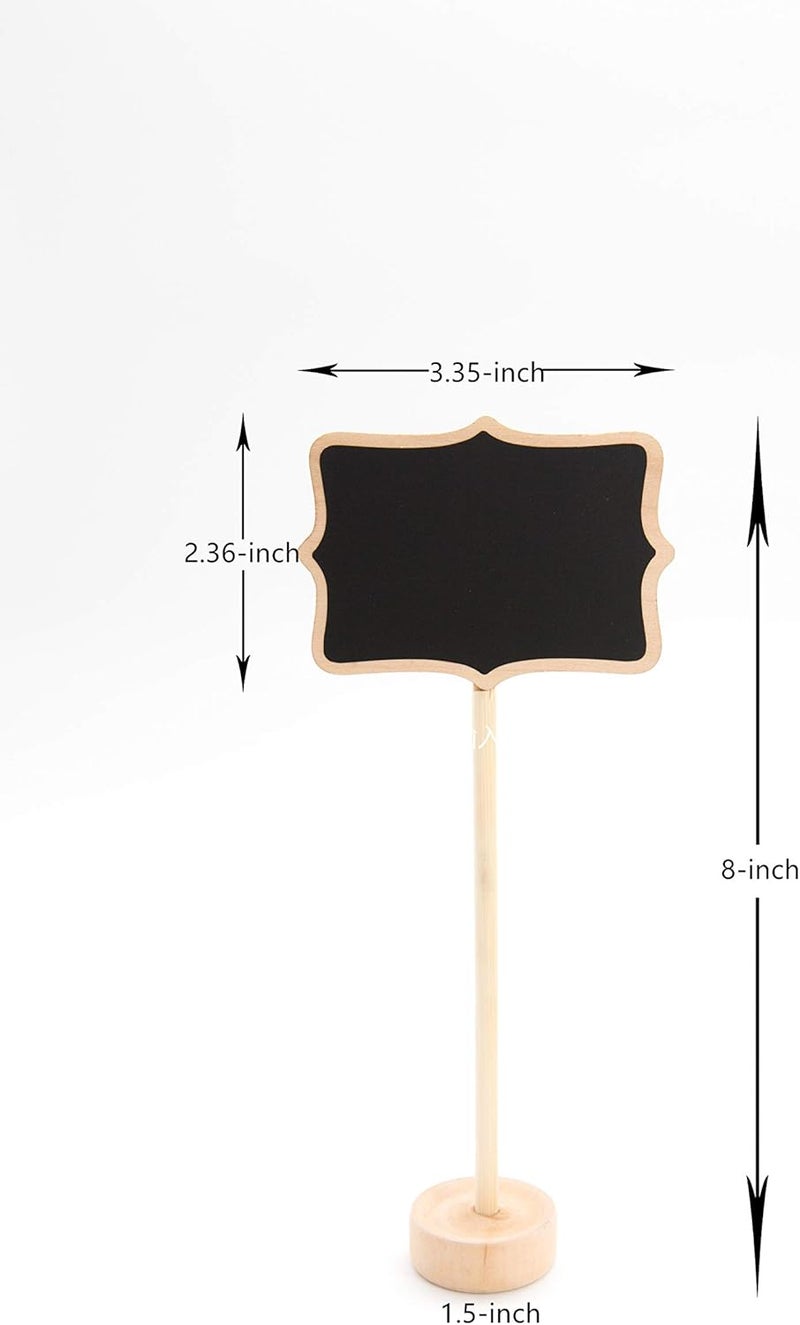 DSTELIN 15 Pack Wood Mini Chalkboard Signs (Water-Based Chalk and Replacement Stickers Are Included) Small Rectangle Chalkboards Blackboard for Weddings, Message Board Signs and Special Event Decorations - Image 4