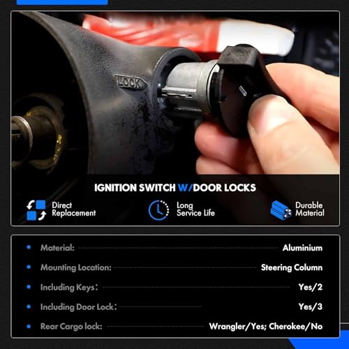 RHAOCZIYAUTO Ignition Switch Lock Cylinder with Door Lock & Keys Fit for Jeep Wrangler YJ Cherokee XJ 1991-1996 Replaces# 17250.05, 924-908, 4720929K, 5161055AA - Image 5