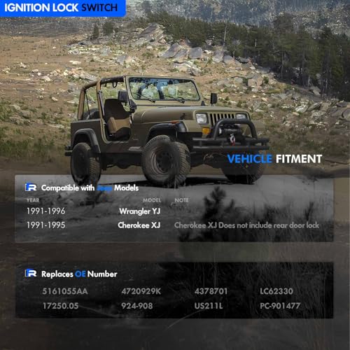 RHAOCZIYAUTO Ignition Switch Lock Cylinder with Door Lock & Keys Fit for Jeep Wrangler YJ Cherokee XJ 1991-1996 Replaces# 17250.05, 924-908, 4720929K, 5161055AA - Image 2