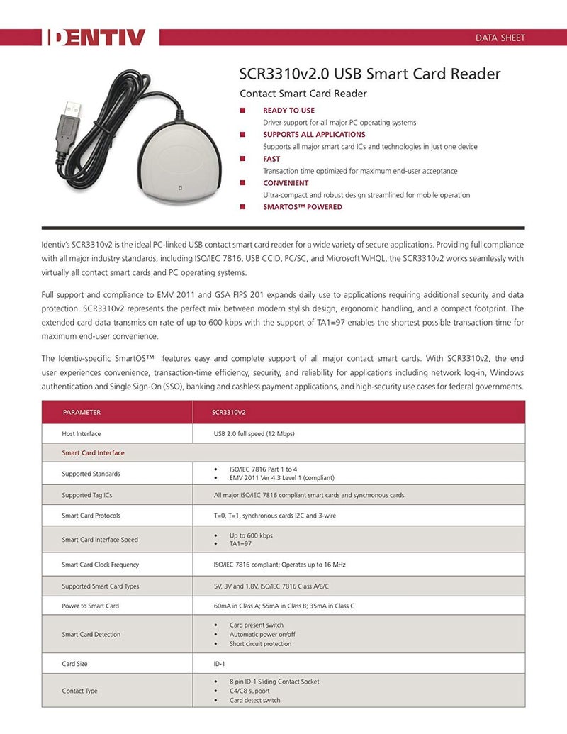 Identiv Scm Microsystems USB Smart Card Reader SCR3310V2 - Image 4