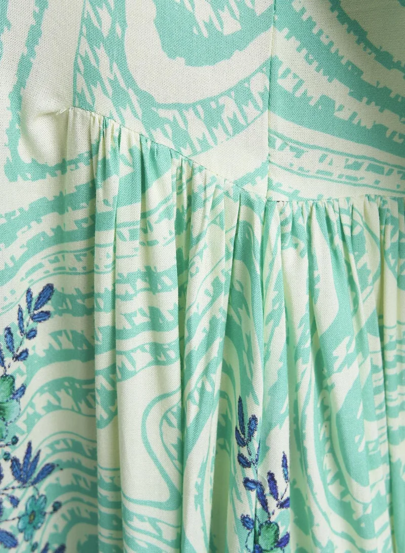 Kashkha  Green Colour Stone Work Rayon Abstract Printed Jalabiya (VDC127) for Women | Best Price UAE