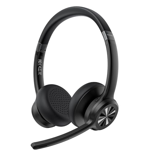 TECKNET Wireless Headset, Bluetooth Headset with Noise Cancelling Microphone - Rechargeable Bluetooth V5.2 Headphones, 50H Playtime & Mic Mute, On Ear Headphones for Trucker/Remote Work/Call Center - Image 1