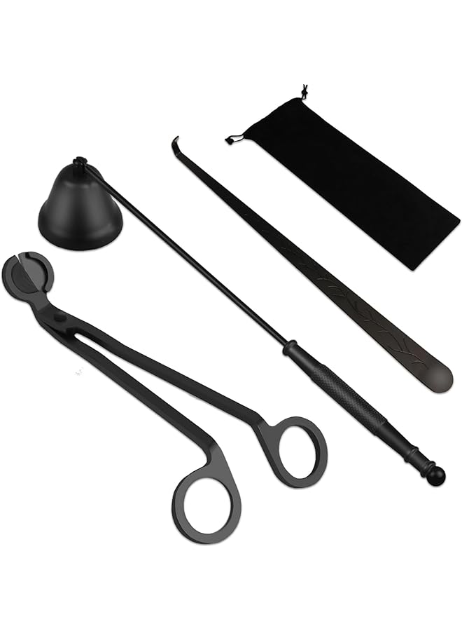 The Bros 3 in 1 Candle Accessory Set, Candle Wick Trimmer Cutter, Candle Snuffer & Candle Wick Dipper for Candle Aromatherapy Lover Gift, Stainless Steel Candle Care Kit (Black)