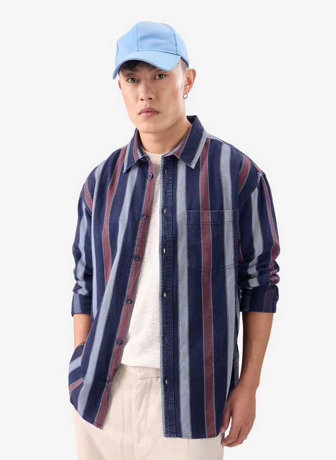 ذا سوليد ستور The Souled Store Men Multicolor Stripes Cotton Relaxed Fit Shirt