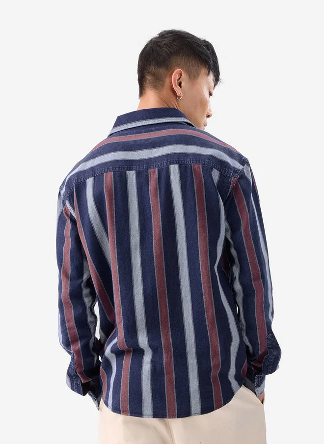 The Souled Store  The Souled Store Men Multicolor Stripes Cotton Relaxed Fit Shirt  | Best Price UAE