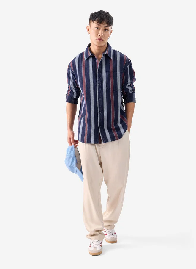The Souled Store  The Souled Store Men Multicolor Stripes Cotton Relaxed Fit Shirt  | Best Price UAE