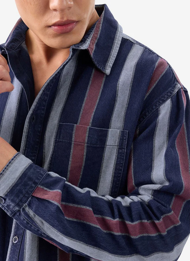 ذا سوليد ستور The Souled Store Men Multicolor Stripes Cotton Relaxed Fit Shirt