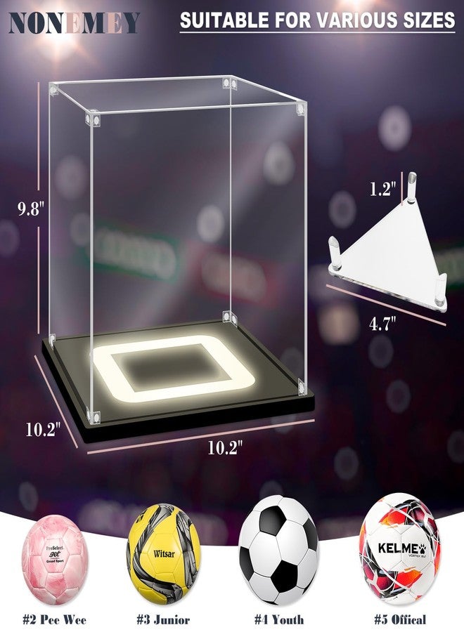 NONEMEY Soccer Display Case with Light, UV Protected Acrylic Soccer Box Full Size with Black Base, Soccer Display for Autographed Ball Memorabilia Gifts - Image 4