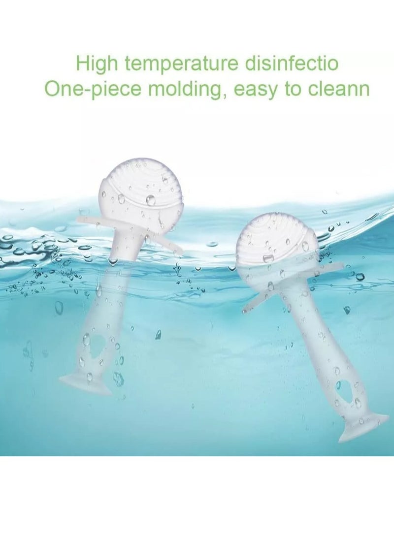 Bebiland 2PCS Teether Toy Silicone Baby Teether with Suction Cup, Baby Teething Toy with 2 Anti-Lost Chain, Teething Ring for 2 Months Above Infant Sore Gums Pain Relief (Clear)  - Image 5
