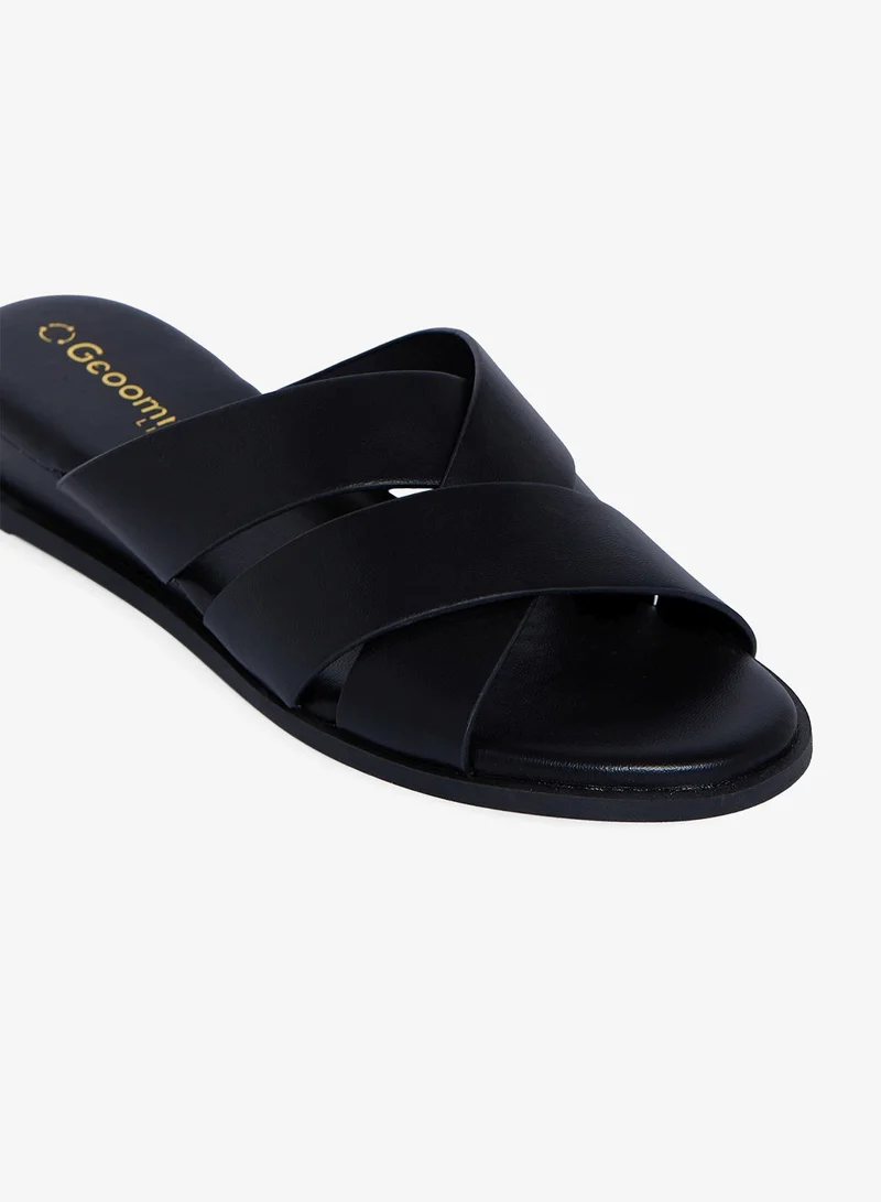 Geoomnii BLACK Geoomnii Comfort Slide Sandals for Women – Cushioned Slip-On Casual Sandals for Daily Wear, Home, Travel & Walking for Women | Best Price UAE