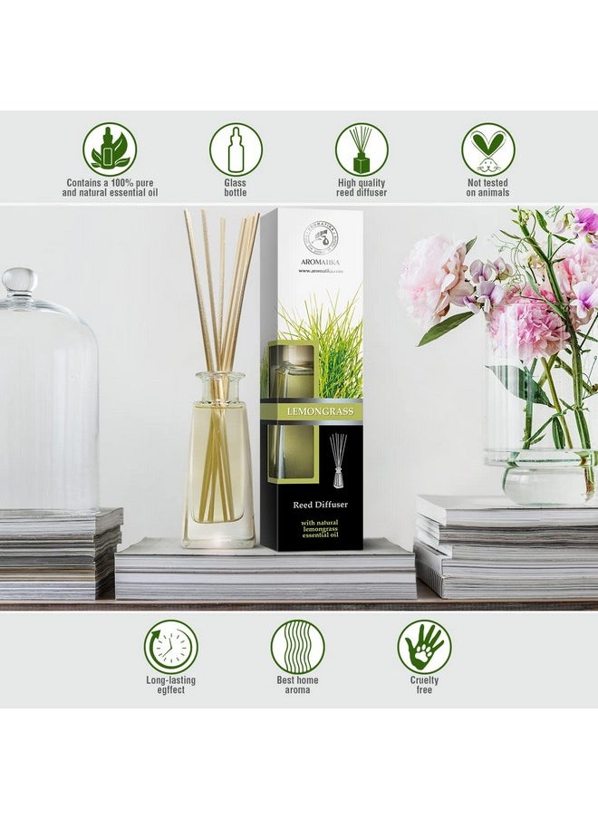 Aromatika Lemongrass Diffuser W/Lemongrass Oil 3.4 Fl Oz Scented Reed Diffuser 0% Alcohol Diffuser Gift Set Best For Aromatherapy Room Air Fresheners Lemongrass Essential Oil Diffuser  - Image 3