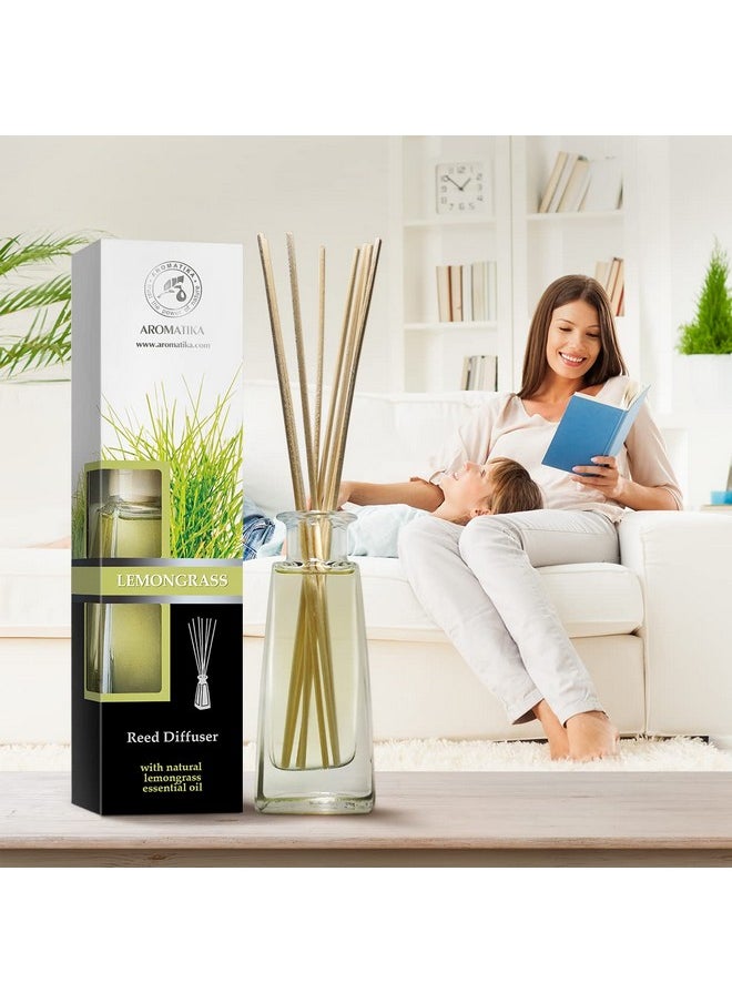 Aromatika Lemongrass Diffuser W/Lemongrass Oil 3.4 Fl Oz Scented Reed Diffuser 0% Alcohol Diffuser Gift Set Best For Aromatherapy Room Air Fresheners Lemongrass Essential Oil Diffuser  - Image 5