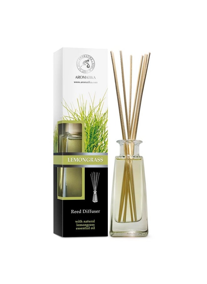 Aromatika Lemongrass Diffuser W/Lemongrass Oil 3.4 Fl Oz Scented Reed Diffuser 0% Alcohol Diffuser Gift Set Best For Aromatherapy Room Air Fresheners Lemongrass Essential Oil Diffuser  - Image 2