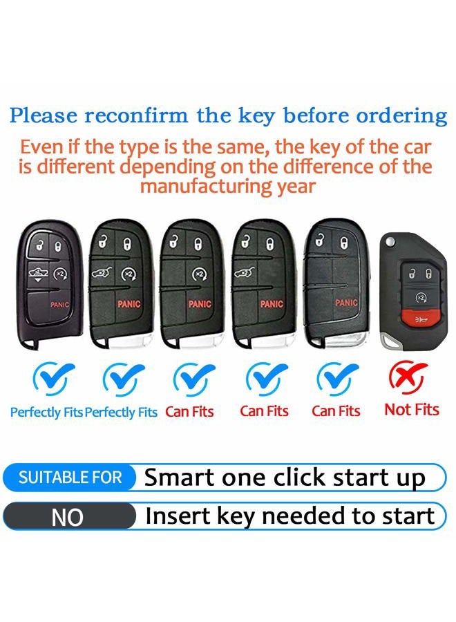 Tukellen for Jeep Key Fob Cover Leather,Leather Key Case Protector Compatible Jeep Grand Cherokee Renegade Chrysler 200 300 Dodge RAM Durango Challenger Journey Dart Fiat (only for Keyless go)-Black - Image 2