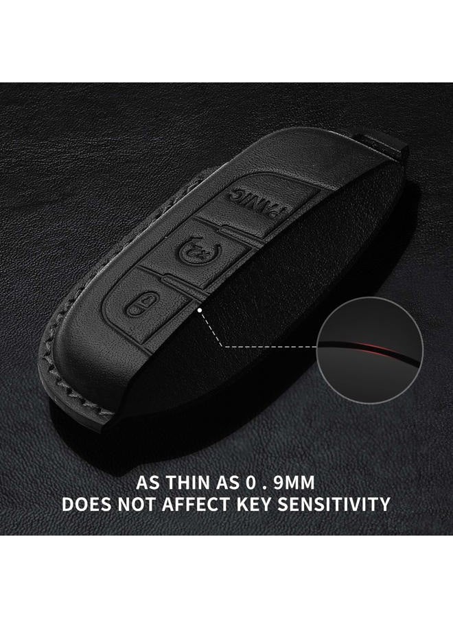 Tukellen for Jeep Key Fob Cover Leather,Leather Key Case Protector Compatible Jeep Grand Cherokee Renegade Chrysler 200 300 Dodge RAM Durango Challenger Journey Dart Fiat (only for Keyless go)-Black - Image 4