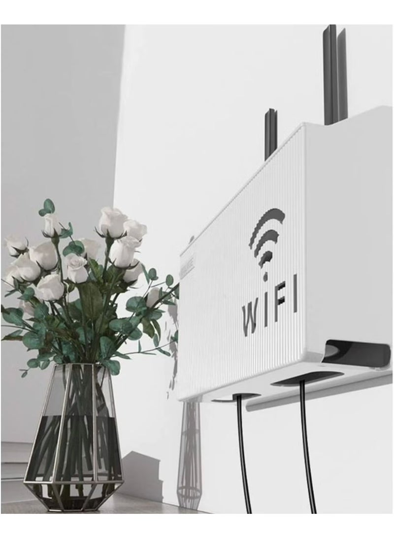 Wall Mounted Storage Rack Storage Rack Compatible with Laptops/Wifi Routers/Network Switches/Modems/Audio Devices and More (White) - Image 3