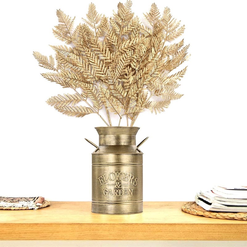 LOVENIMEN Artificial Golden Plants for Christmas Decoration Tall 30 Inch, Fake Fern Leaves Simulation Persian Grass Bushes Faux Shrubs Outdoor Indoor Home Garden Hotel Hall Table Centerpieces - Gold Decor 2 Pcs - Image 2
