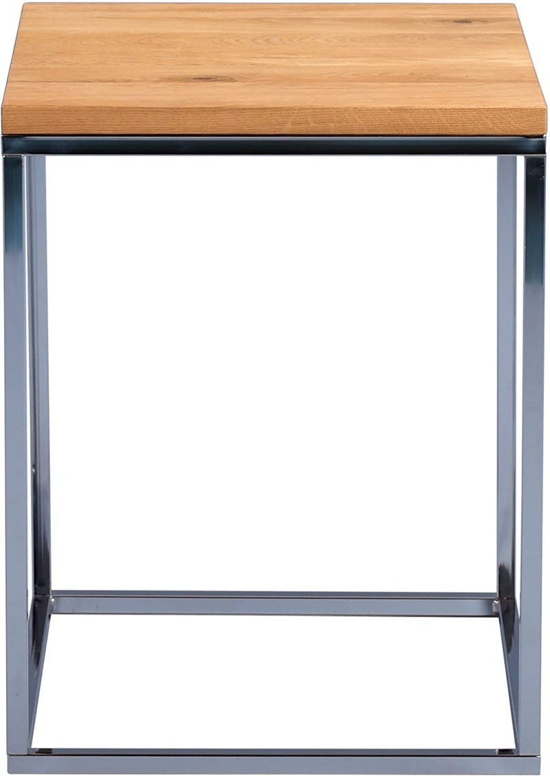 INDIAN DECOR INDIAN DECOR 31346 Side Table Wood ChromePlated Metal Wild Oak Solid Oiled 40 x 40 x 52 cm Chrome  - Image 5