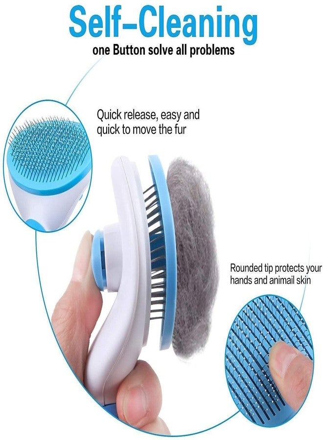Agirav Self-Cleaning Slicker Brush for Dogs and Cats, One-Button Hair Release, Rounded Tip, Anti-Slip Handle, 15x15x5 cm - Image 3