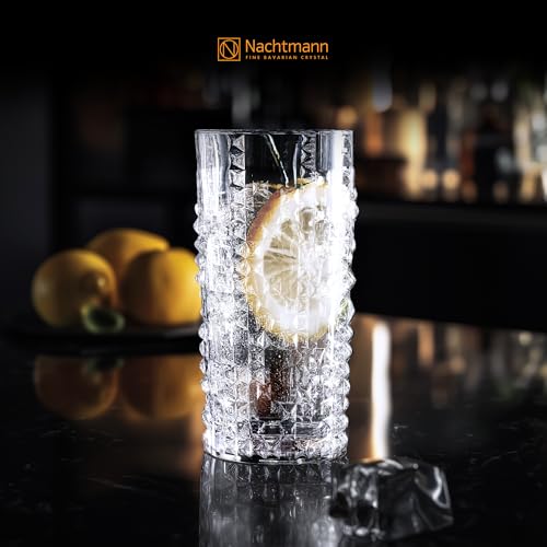 Nachtmann Punk Long Drink Glasses – Set of 4 Lead-Free 12.6 oz Crystal Tumblers Featuring Studded Design, Tall Machine-Made Glassware for Cocktails, Mocktails, Soda, Water, Home Bars - Image 3