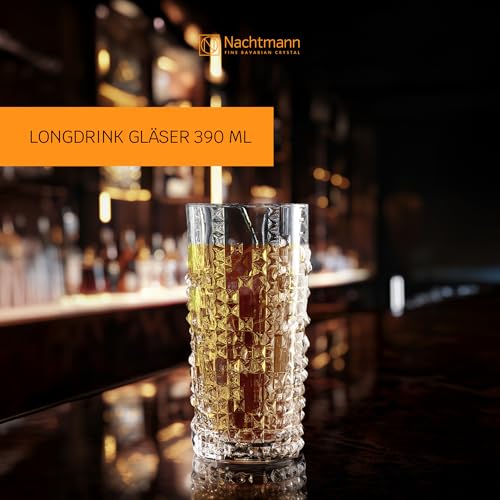 Nachtmann Punk Long Drink Glasses – Set of 4 Lead-Free 12.6 oz Crystal Tumblers Featuring Studded Design, Tall Machine-Made Glassware for Cocktails, Mocktails, Soda, Water, Home Bars - Image 2