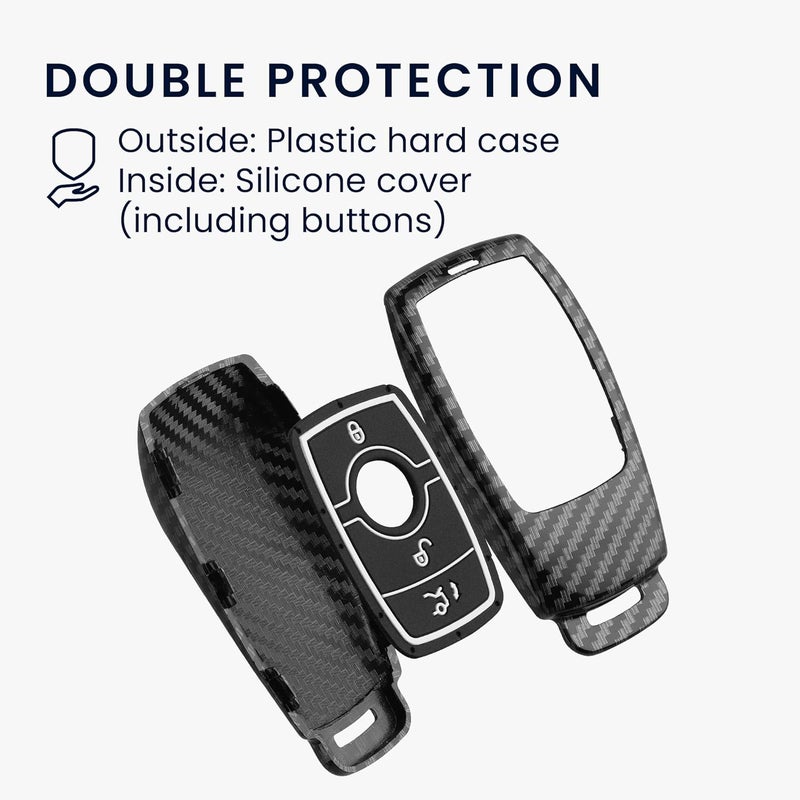 kwmobile Key Cover Compatible with Mercedes Benz - Carbon Black - Image 4