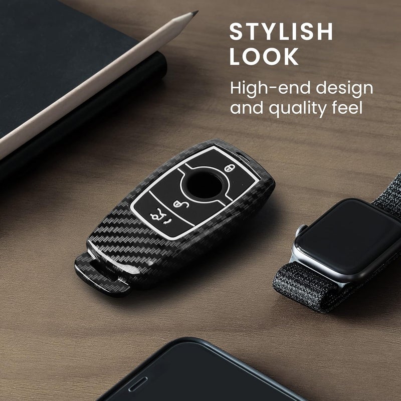 kwmobile Key Cover Compatible with Mercedes Benz - Carbon Black - Image 2