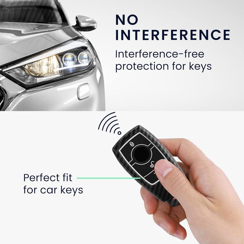 kwmobile Key Cover Compatible with Mercedes Benz - Carbon Black - Image 3