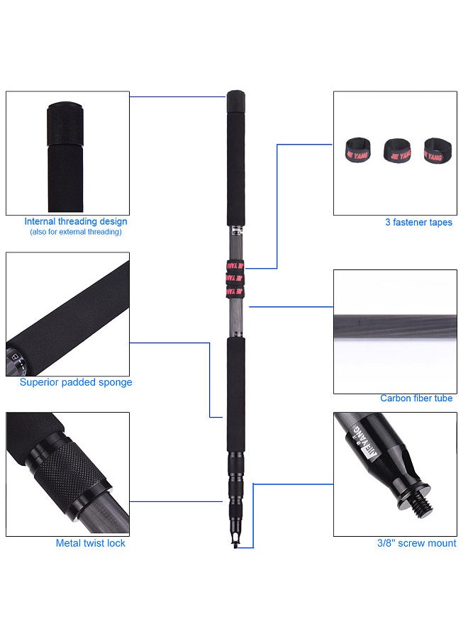 JIE YANG - 3m/9.8ft Lightweight Carbon Fiber 4 Sections Extendable Telescoping Microphone Boom Pole Arm Extension with 3kg/6.6lbs Load Capacity - Image 1