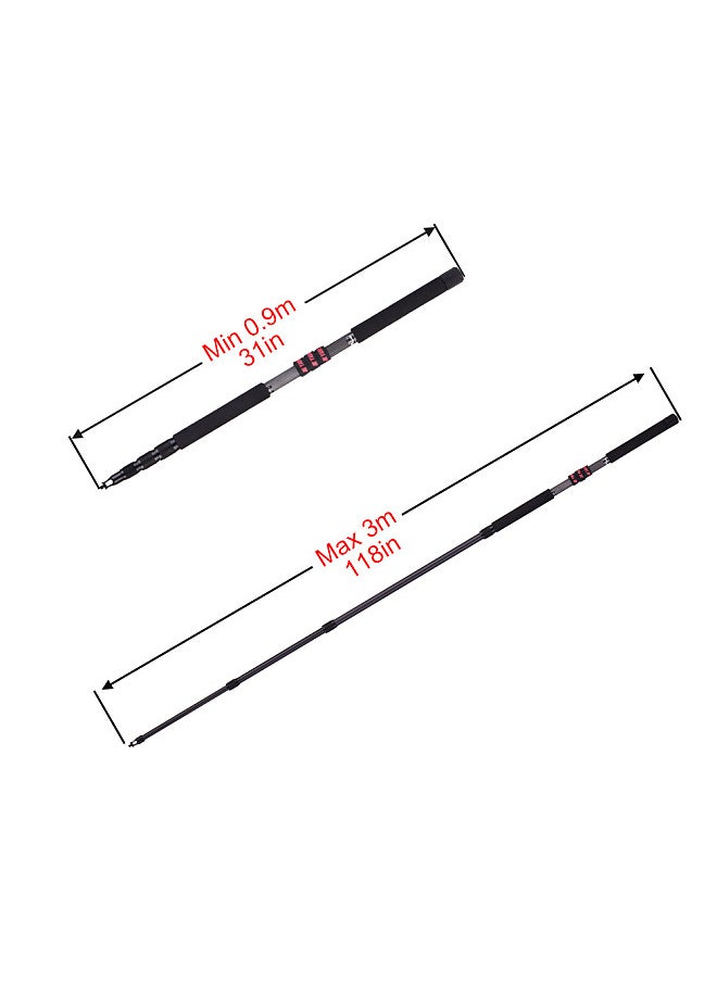 JIE YANG - 3m/9.8ft Lightweight Carbon Fiber 4 Sections Extendable Telescoping Microphone Boom Pole Arm Extension with 3kg/6.6lbs Load Capacity - Image 1