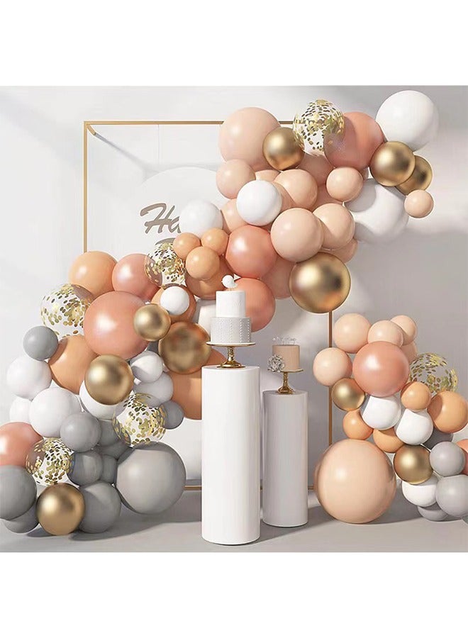 Zeemey 129-pcs  Rose Gold White color Latex Decorative Balloon Arch Garland Set - Perfect for Graduation Baby Shower Wedding Birthday Bachelorette Party Backdrop Decoration - Suitable for Indoor and Outdoor - Image 1