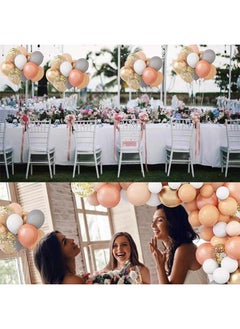 Zeemey 129-pcs  Rose Gold White color Latex Decorative Balloon Arch Garland Set - Perfect for Graduation Baby Shower Wedding Birthday Bachelorette Party Backdrop Decoration - Suitable for Indoor and Outdoor  - Image 3